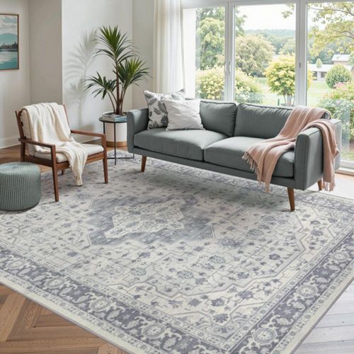 Alfombra Rugxara 122x152 cm Boho Lavable Azul