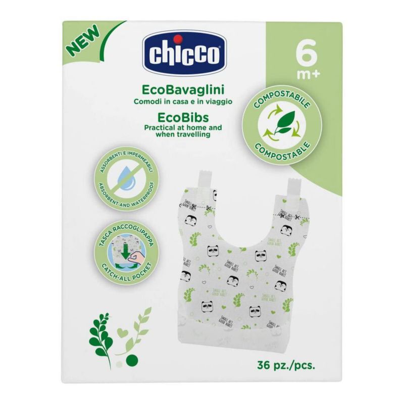 Baberos Desechables Chicco Compostables - Pack de 36