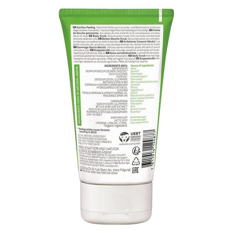 Gel de Ducha Exfoliante de Abedul Weleda 150 ml
