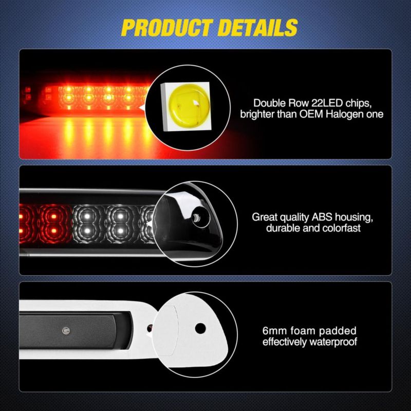 Luz de freno Nilight para Chevy Colorado y GMC Canyon acabado ahumado