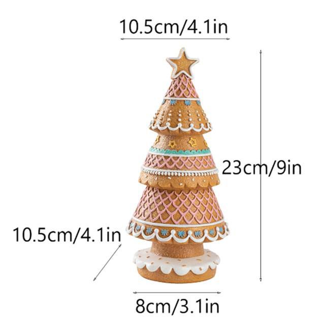 Figura Decorativa de Árbol de Navidad Estilo Jengibre con Glaseado Rosa y Estrella en la Punta para Mesa y Hogar Marrón con Rosa.HOGAWAY