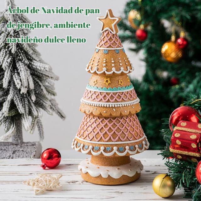 Figura Decorativa de Árbol de Navidad Estilo Jengibre con Glaseado Rosa y Estrella en la Punta para Mesa y Hogar Marrón con Rosa.HOGAWAY