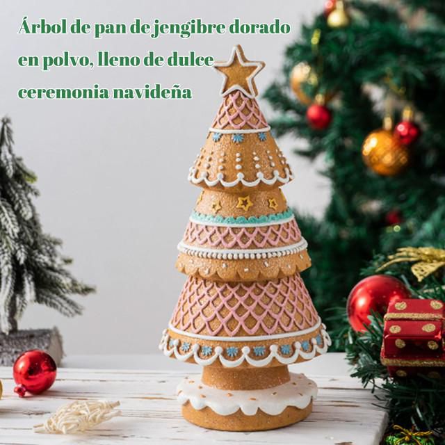 Figura Decorativa de Árbol de Navidad Estilo Jengibre con Glaseado Rosa y Estrella en la Punta para Mesa y Hogar Marrón con Rosa.HOGAWAY