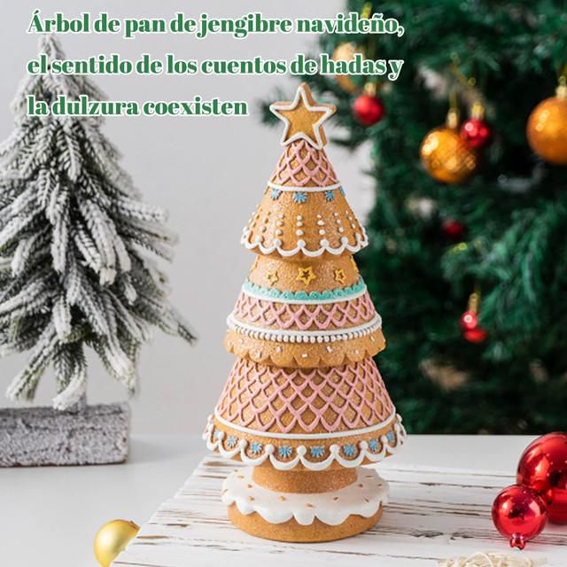 Figura Decorativa de Árbol de Navidad Estilo Jengibre con Glaseado Rosa y Estrella en la Punta para Mesa y Hogar Marrón con Rosa.HOGAWAY