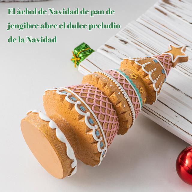 Figura Decorativa de Árbol de Navidad Estilo Jengibre con Glaseado Rosa y Estrella en la Punta para Mesa y Hogar Marrón con Rosa.HOGAWAY