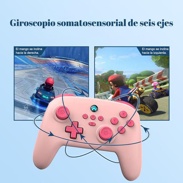 Control Inalámbrico para Videojuegos Doble Joystick Bluetooth Compatible con Switch y PC Rosa.HOGAWAY