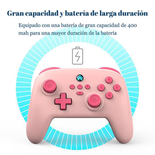 Control Inalámbrico para Videojuegos Doble Joystick Bluetooth Compatible con Switch y PC Rosa.HOGAWAY