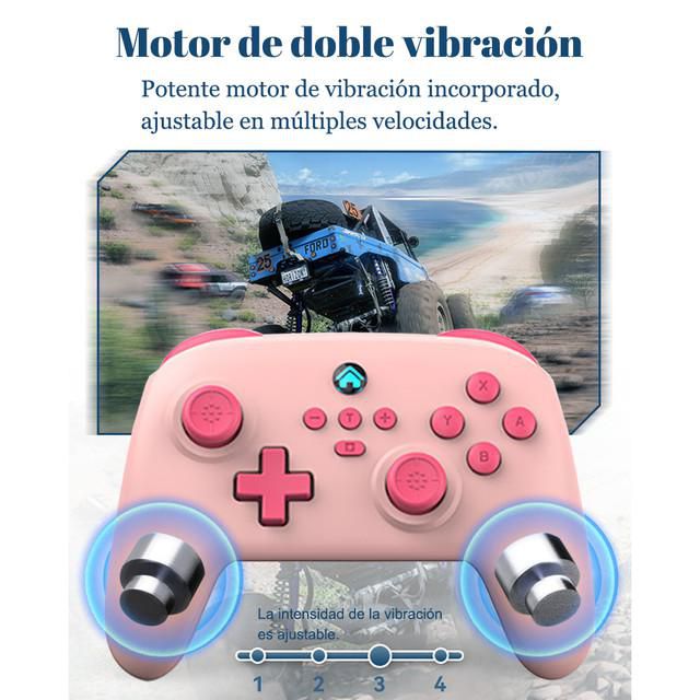 Control Inalámbrico para Videojuegos Doble Joystick Bluetooth Compatible con Switch y PC Rosa.HOGAWAY