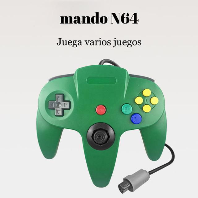 Control con Cable para Nintendo 64 Diseño Clásico con Joystick Analógico y Botones de Acción Verde.HOGAWAY