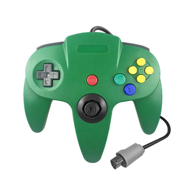 Control con Cable para Nintendo 64 Diseño Clásico con Joystick Analógico y Botones de Acción Verde.HOGAWAY