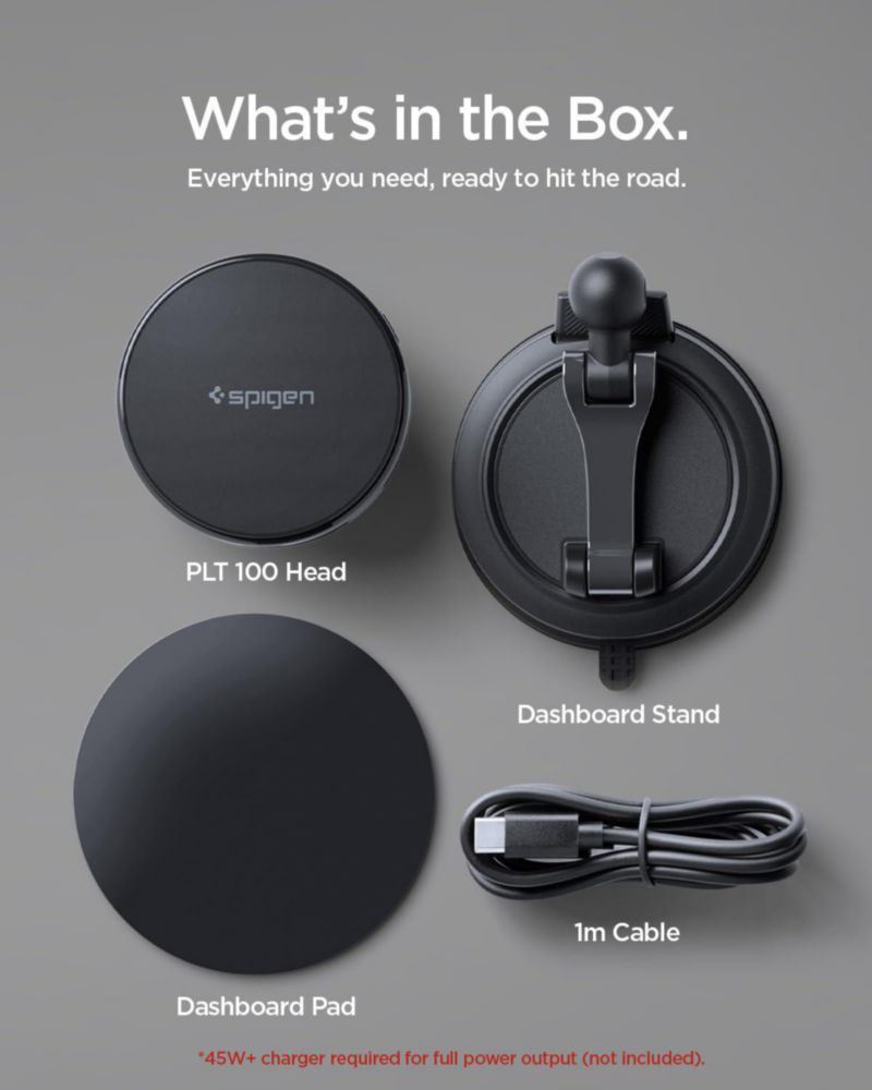 Cargador inalámbrico Spigen Qi2.2 25 W con soporte magnético para coche