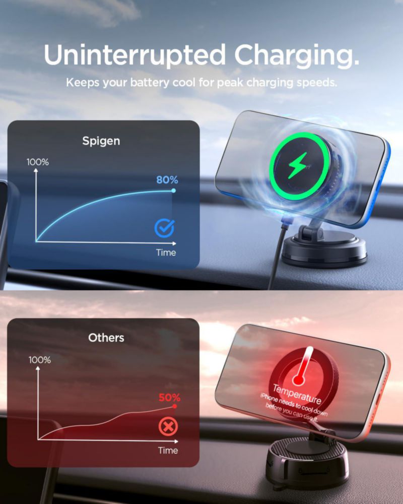 Cargador inalámbrico Spigen Qi2.2 25 W con soporte magnético para coche