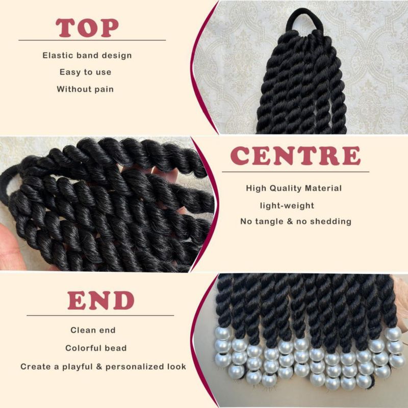Extensión de cabello WSTAR con cuentas de 15 cm y trenzas de dos hebras