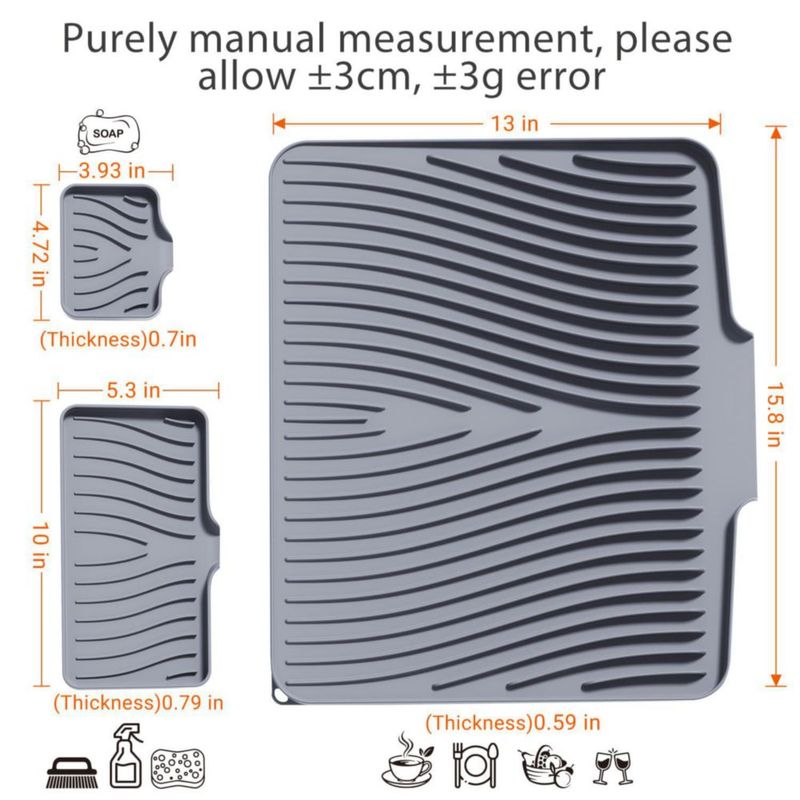 Alfombrilla secadora de platos COPLIB 40 cm x 33 cm de silicona – Pack de 2