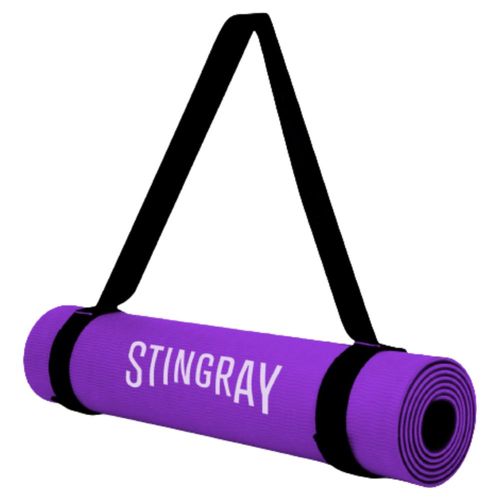 Tapete Stingray Yoga 10mm 180x60cm Con Correa Fitness Morado