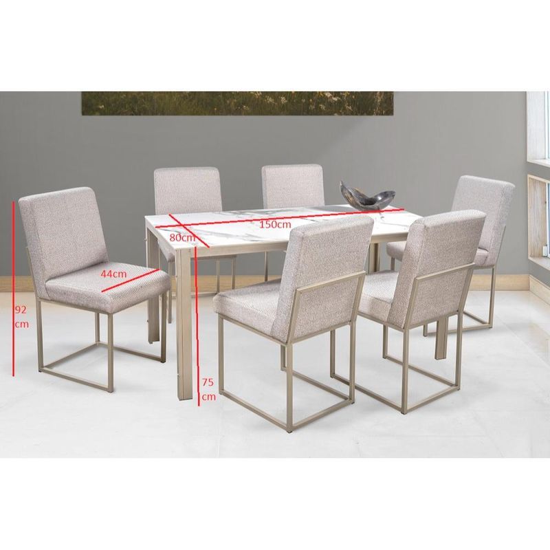 Comedor Gales 6 personas Gris Champaña