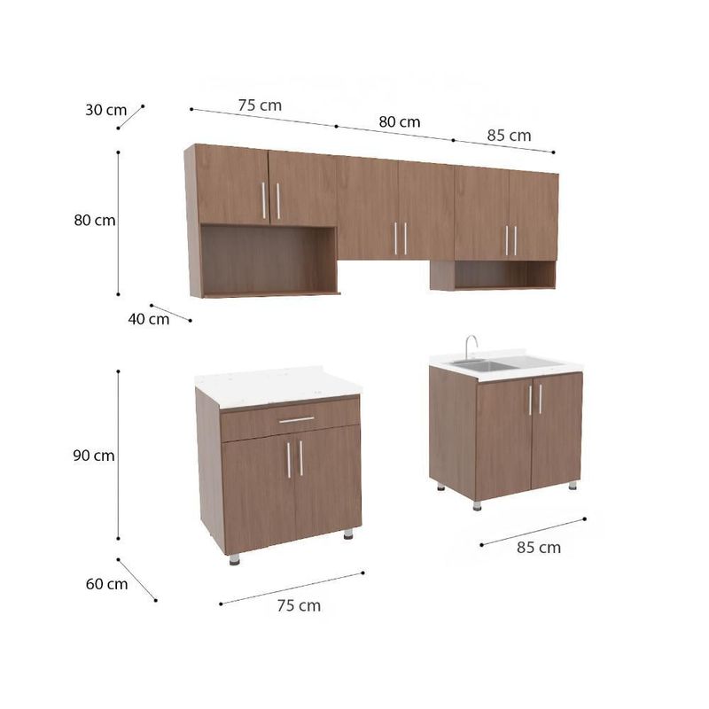 Cocina Montreal Color Nogal 2.40m