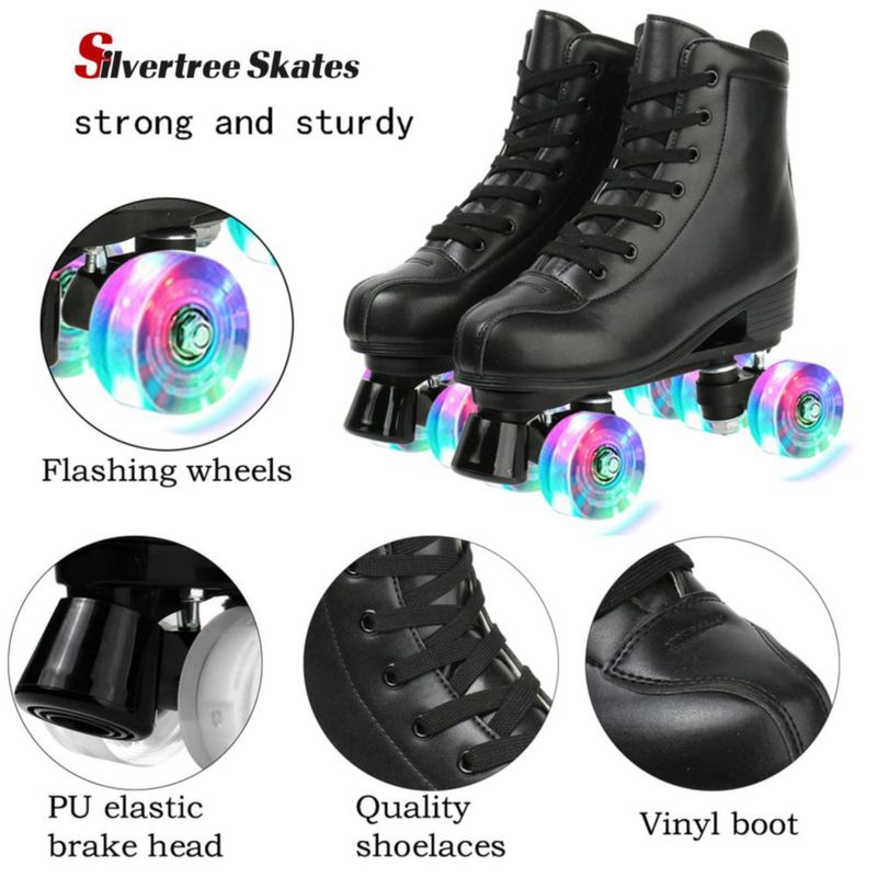 Patines de Cuatro Ruedas SilverTree 24 cm Cuero PU de Caña Alta