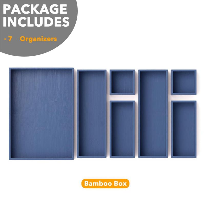 Organizador de Cajones SpaceAid 7 Piezas de Bambú en Azul Marino