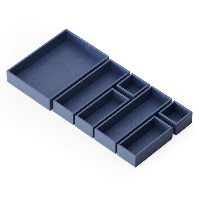 Organizador de Cajones SpaceAid 7 Piezas de Bambú en Azul Marino