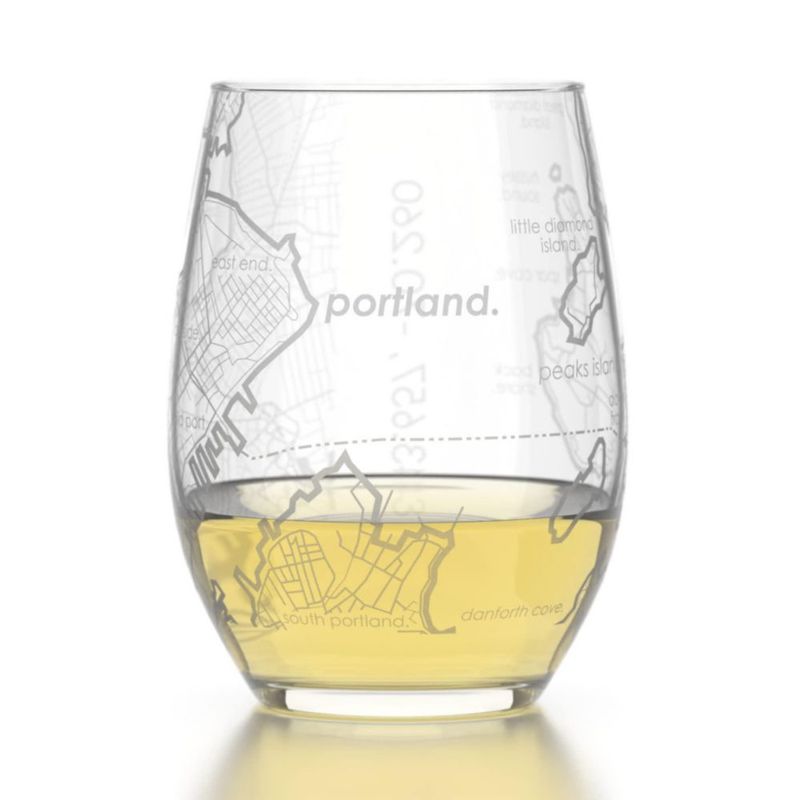 Copa de Vino Well Told Portland con Mapa Grabado 450 ml Transparente