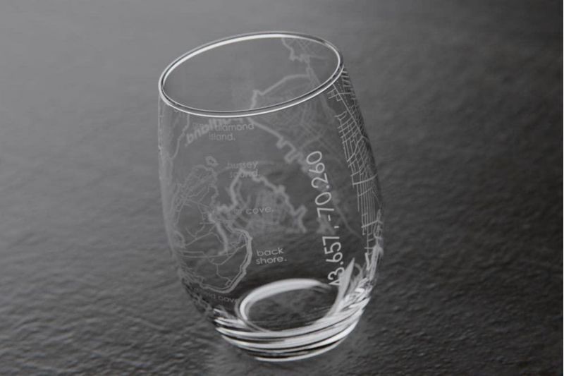 Copa de Vino Well Told Portland con Mapa Grabado 450 ml Transparente
