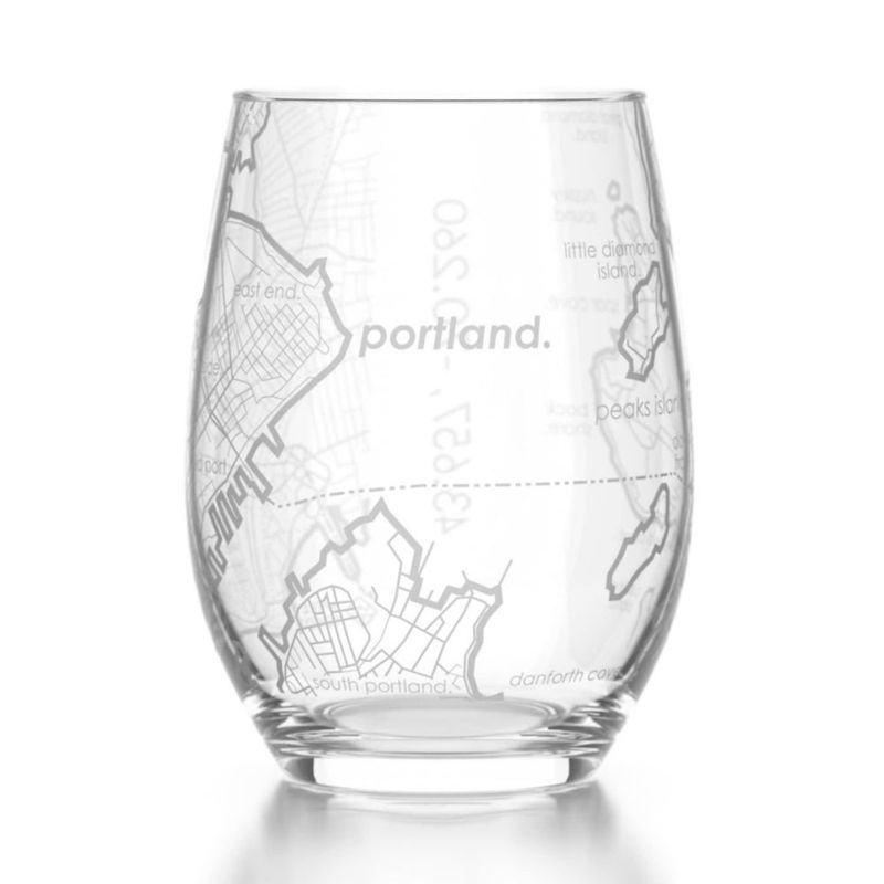 Copa de Vino Well Told Portland con Mapa Grabado 450 ml Transparente