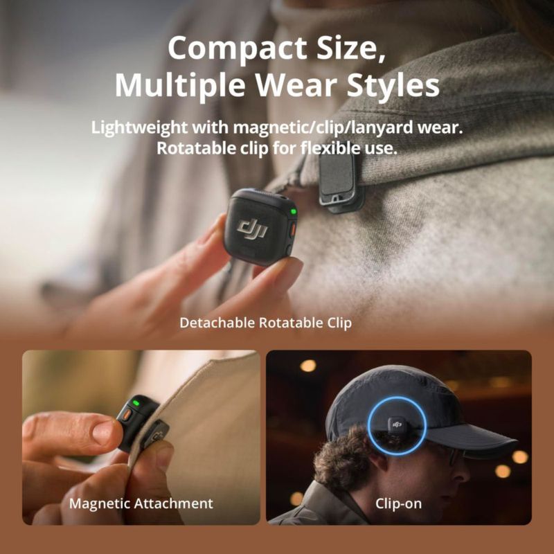 Micrófono DJI Mic 3 Combo + Estuche + Palo de Entrevista + Luz Selfie
