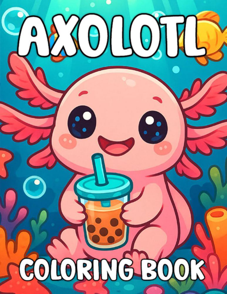 Libro para colorear Majosta: 50 páginas kawaii fáciles de ajolotes