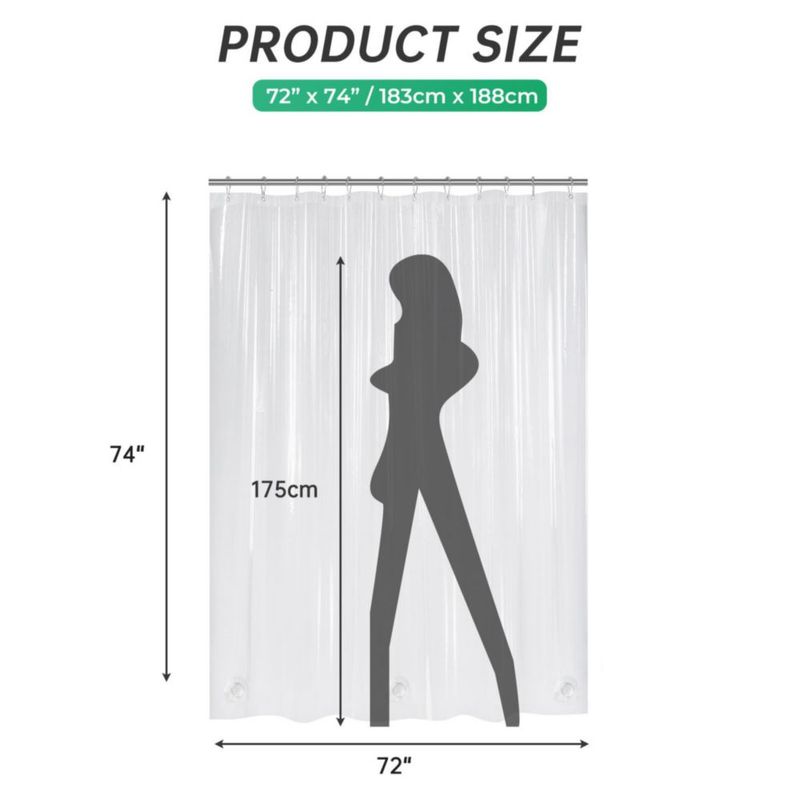 Cortina de ducha AmazerBath 183 x 188 cm transparente PEVA 8 G