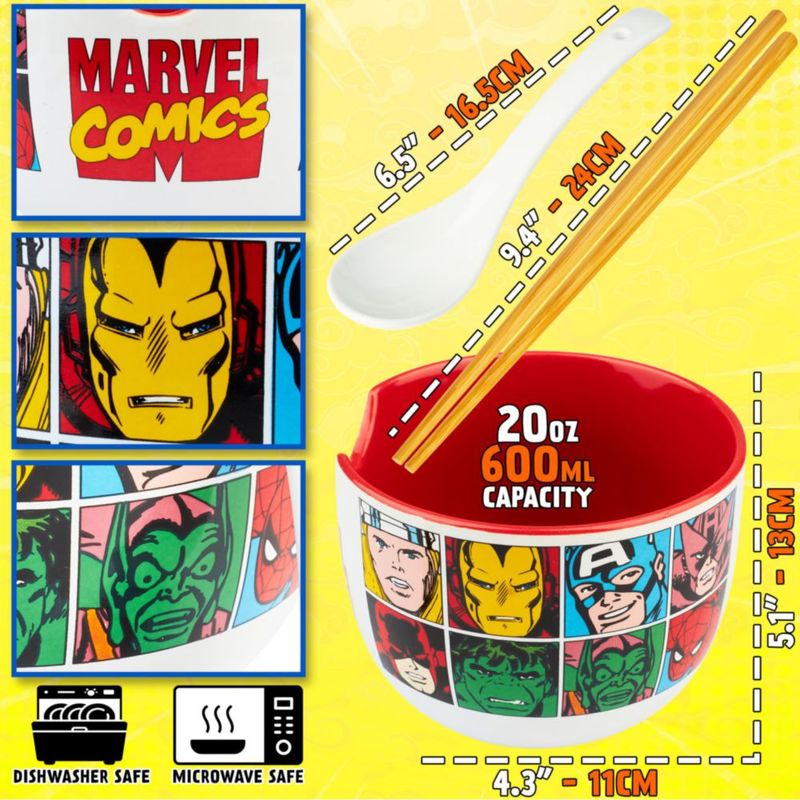 Set de cuenco para ramen Get Trend Marvel de 20 oz con cuchara de cerámica