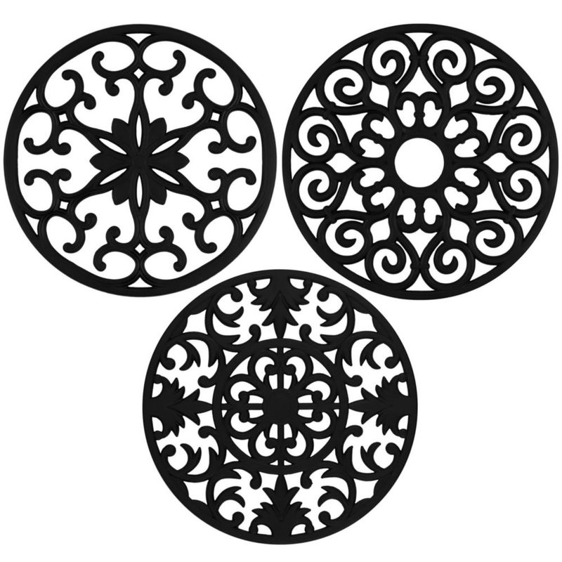 Juego de 3 salvamanteles de silicona GASARÉ 25 cm negro