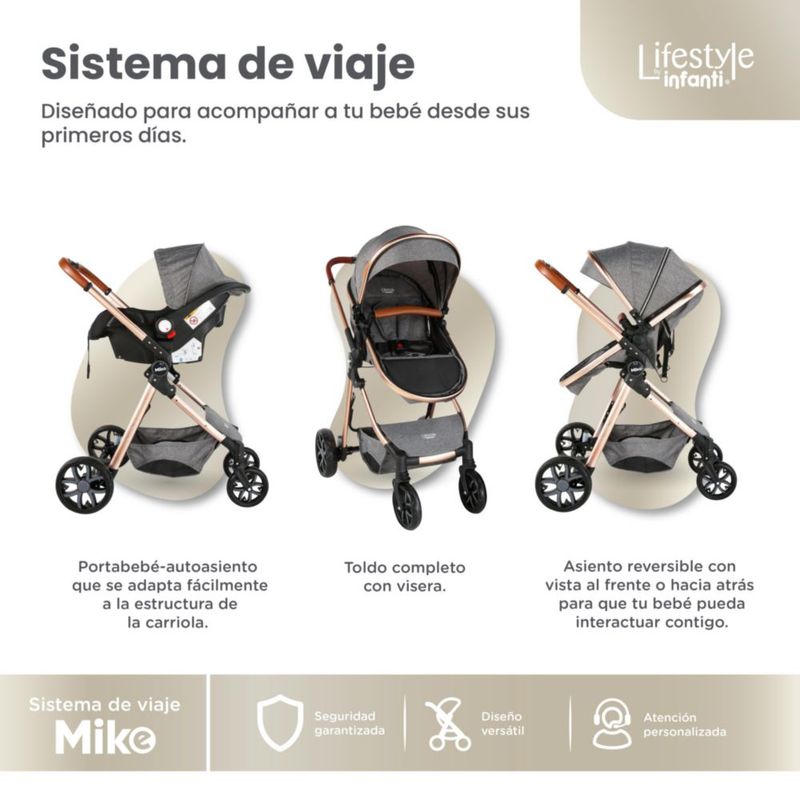 Carriola Mike Travel System Lifestyle By Infanti Color Gris