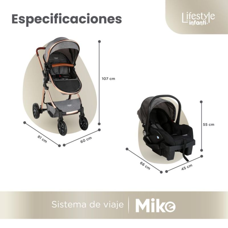 Carriola Mike Travel System Lifestyle By Infanti Color Gris