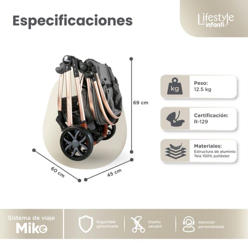 Carriola Mike Travel System Lifestyle By Infanti Color Gris