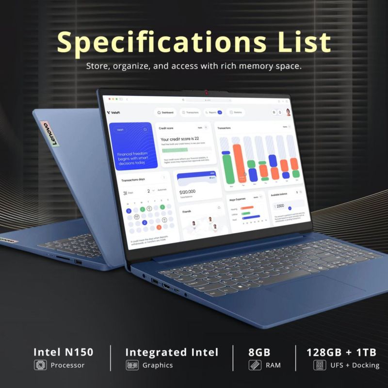 Portátil Lenovo Ideapad Slim 3 de 156" 8 GB RAM 112 TB Windows 11 Pro