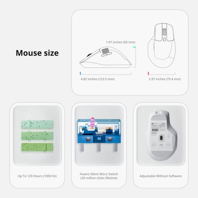 Ratón Keychron M6 8K inalámbrico Bluetooth y con cable blanco