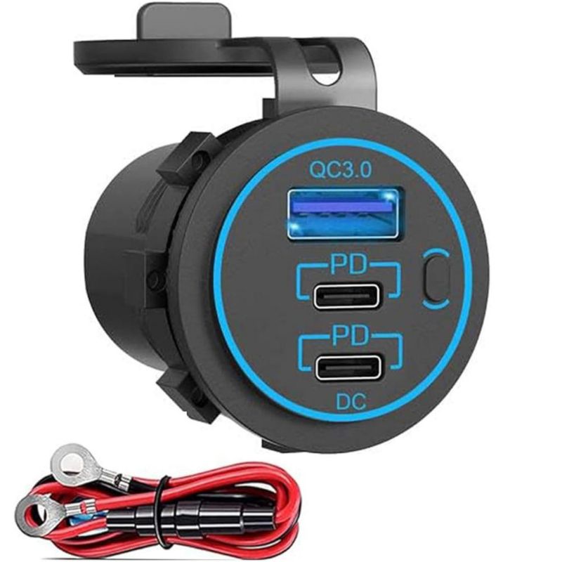 Adaptador Electrónico Zennova 12V Impermeable USB‑C PD 20W QC3.0