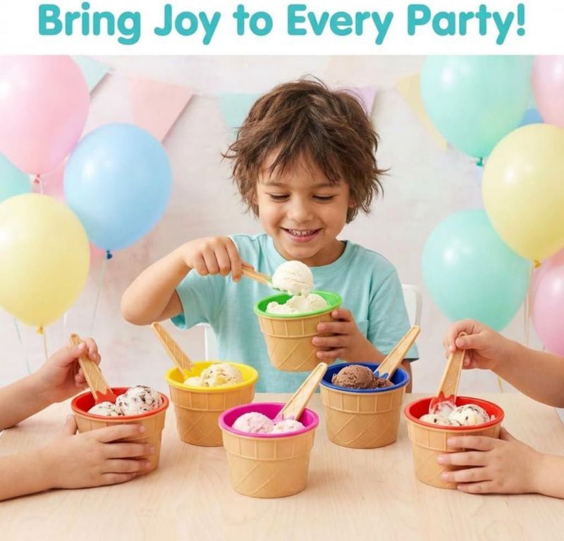 JoyServe Juego de 6 tazones y cucharas reutilizables para helado