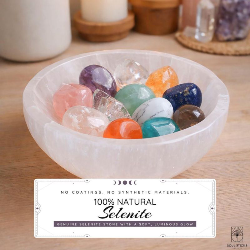 Cuenco Soul Sticks de 10 cm de Cristal de Selenita para Sahumar