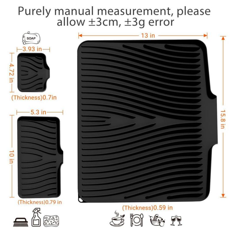 Alfombrilla para secar platos COPLIB 40 cm x 33 cm negra de silicona