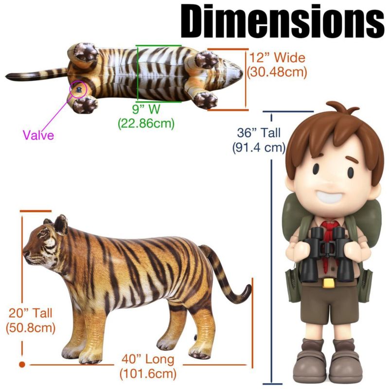 Inflable Tiger Toy Jet Creations 1 unidad 40 cm de largo naranja-amarillo