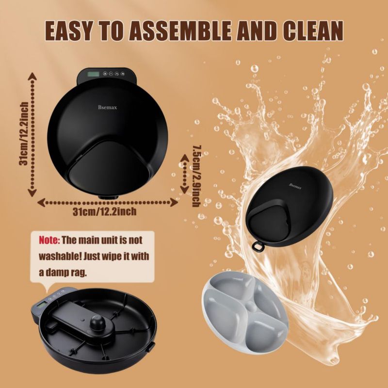 Comedero Automático de Comida Húmeda para Gatos Bsemax 4 Raciones con Packs de Hielo