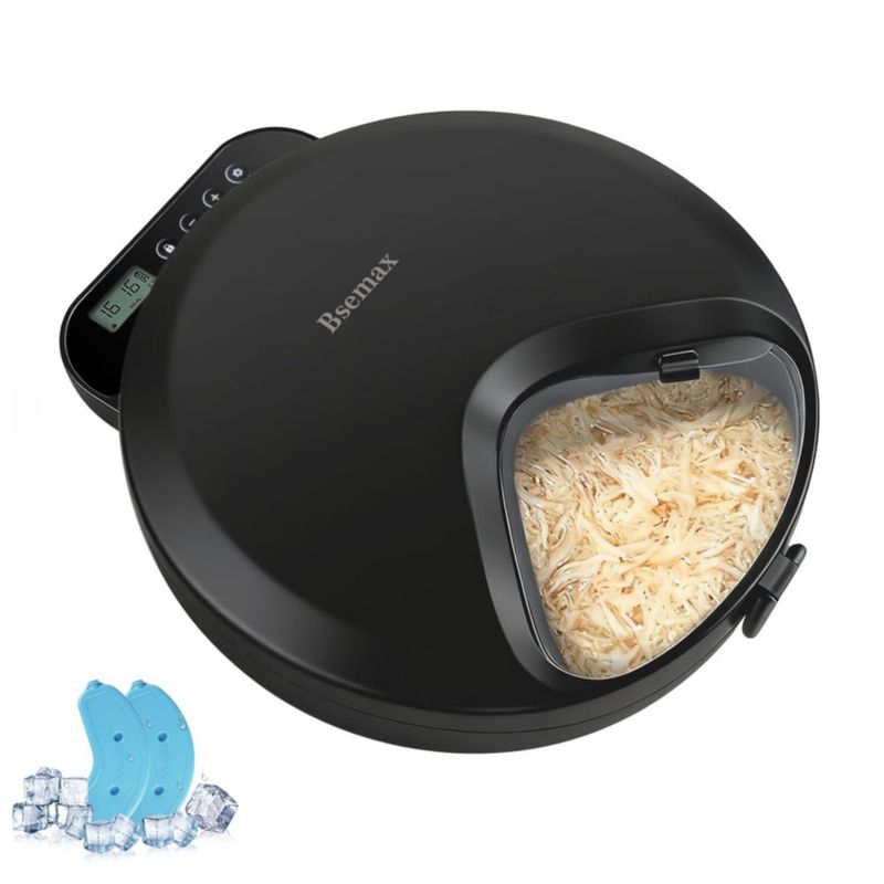 Comedero Automático de Comida Húmeda para Gatos Bsemax 4 Raciones con Packs de Hielo