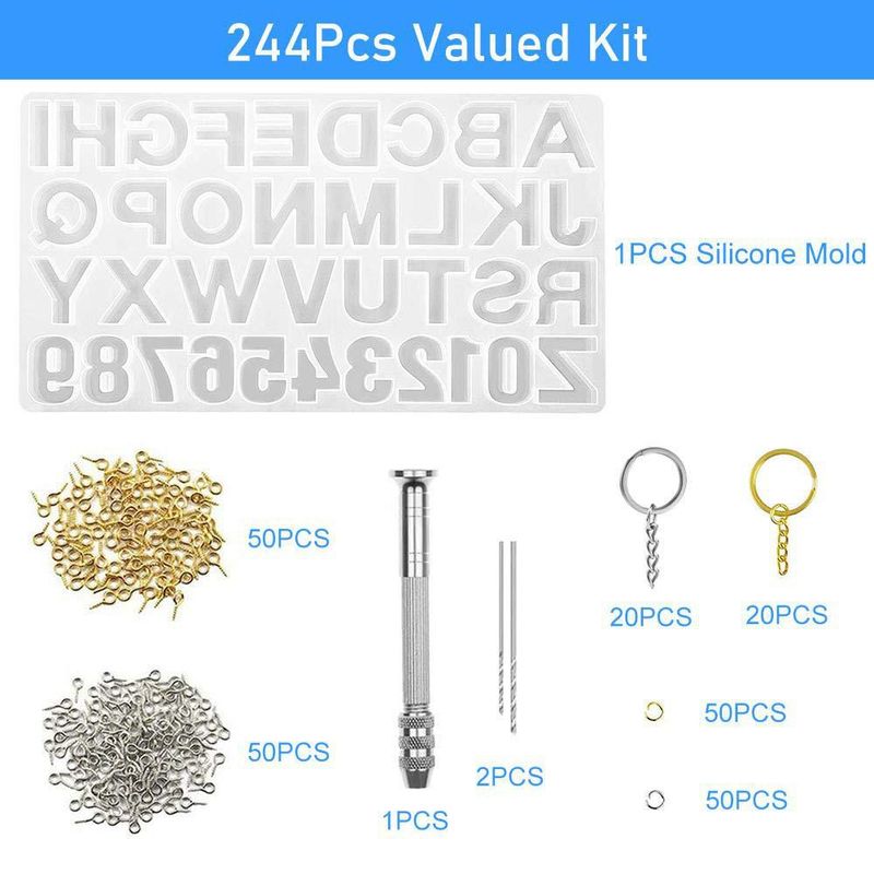 Kit de Moldes de Resina Nupinta 244 piezas – Letras y Números