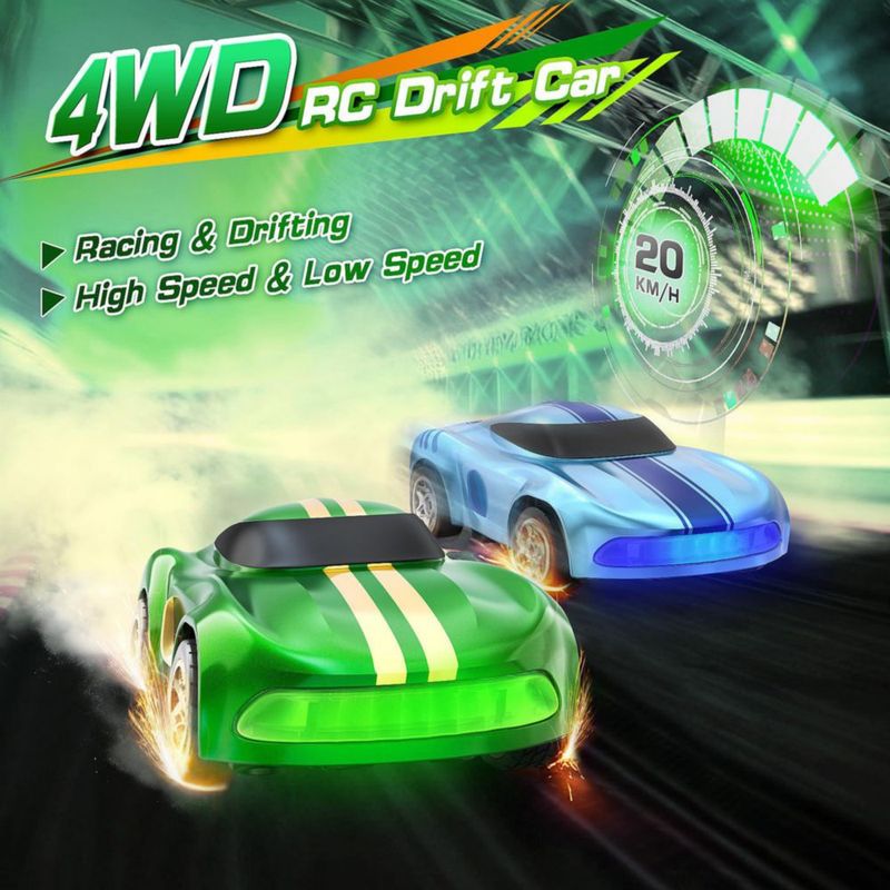 Coche RC Drift Salazaza 1/64 4WD con Luces LED Verde