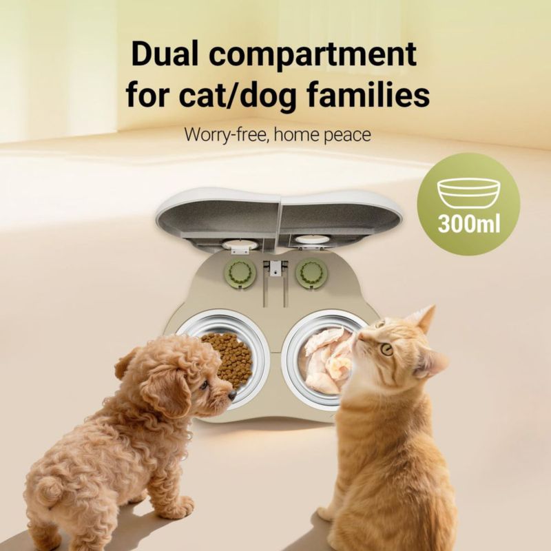 Alimentador Automático Plike 2 Comidas con Temporizador para Gatos y Perros