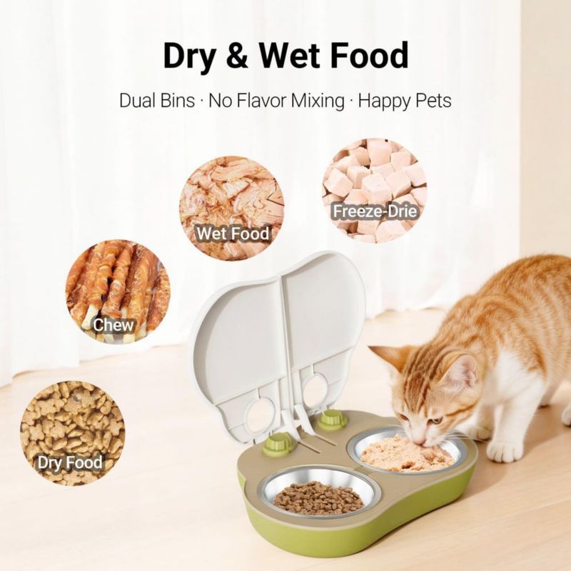 Alimentador Automático Plike 2 Comidas con Temporizador para Gatos y Perros
