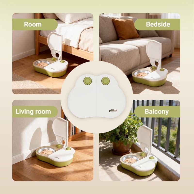 Alimentador Automático Plike 2 Comidas con Temporizador para Gatos y Perros