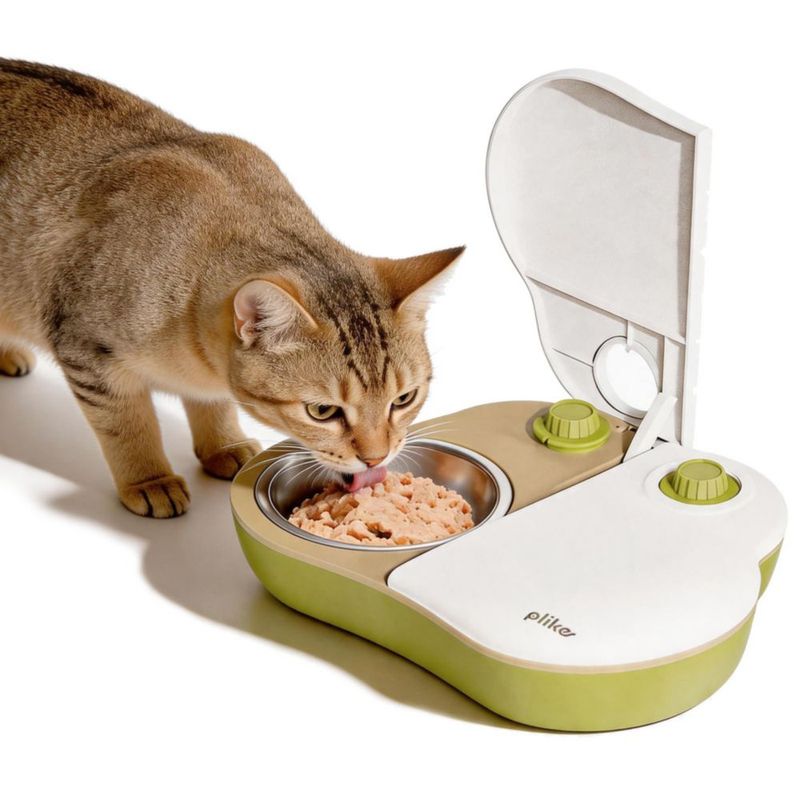 Alimentador Automático Plike 2 Comidas con Temporizador para Gatos y Perros